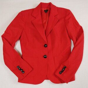 JCrew Factory Classic Red Wool Blend Long Sleeve Blazer Sz 2